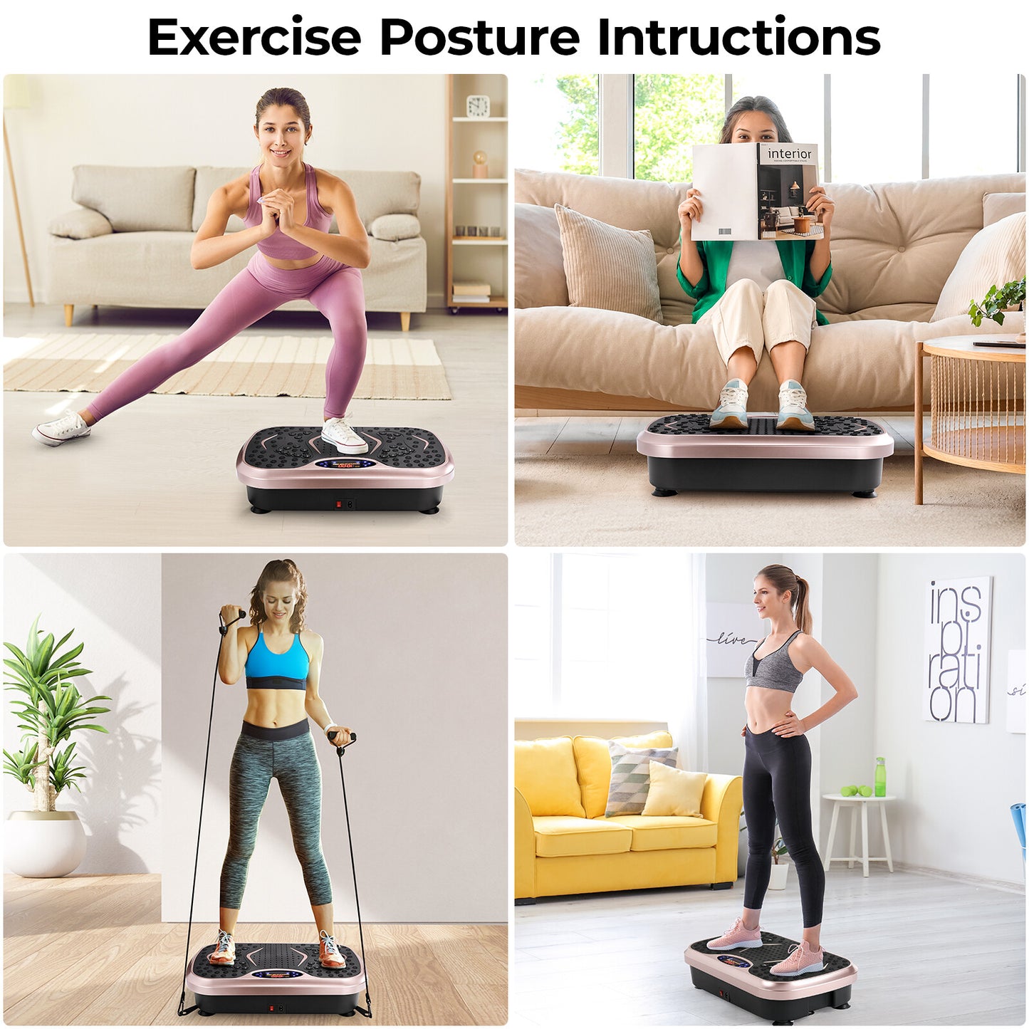 Vibration Plate,Fitness Vibration Board for Home,Full Body Exercise Machine,Fat Burning & Muscle Building,Body Shaper Trainer