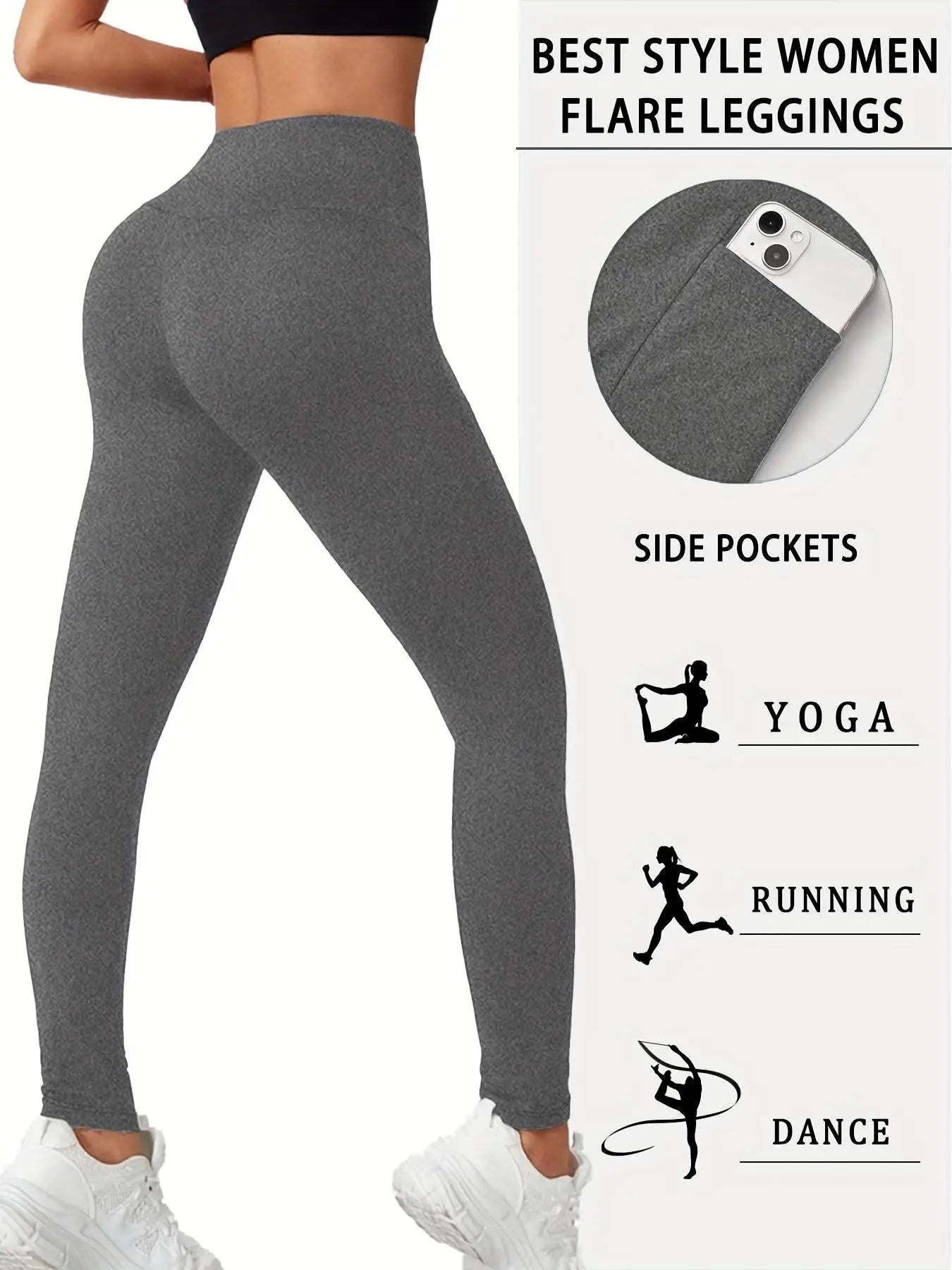 4pcs Plus Size High-Waist Fleece-Lined Yoga Pants with Side Pockets for Yoga Fitness Hiking Outdoor Activities Comfort Versatile