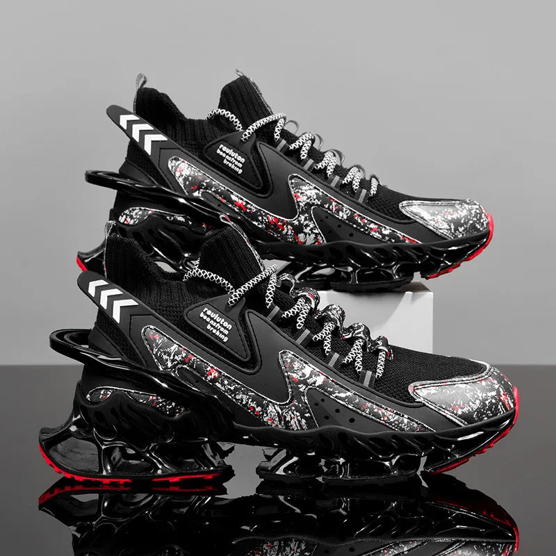 Men's Running Shoes Blade Non Slip Fashion Sneakers Breathable Mesh Soft Sole Casual Athletic Walking Shoes
