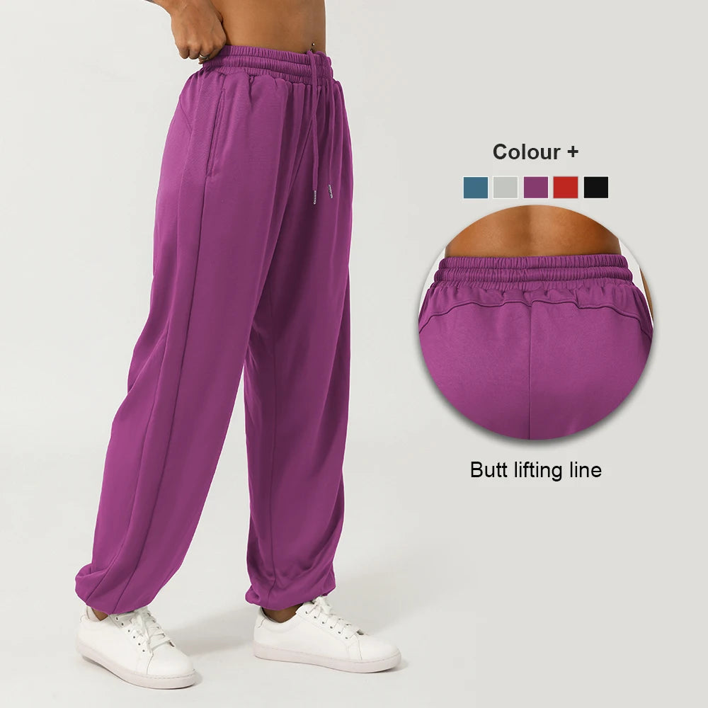 High Waist Sport Pants Drawstring Loose With Pockets Casual Pants Soft fitness Running Jogging Pants Women Gym Sweatpants