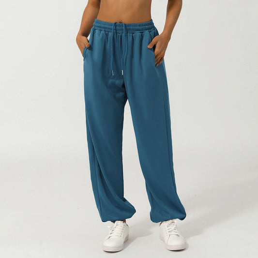 High Waist Sport Pants Drawstring Loose With Pockets Casual Pants Soft fitness Running Jogging Pants Women Gym Sweatpants