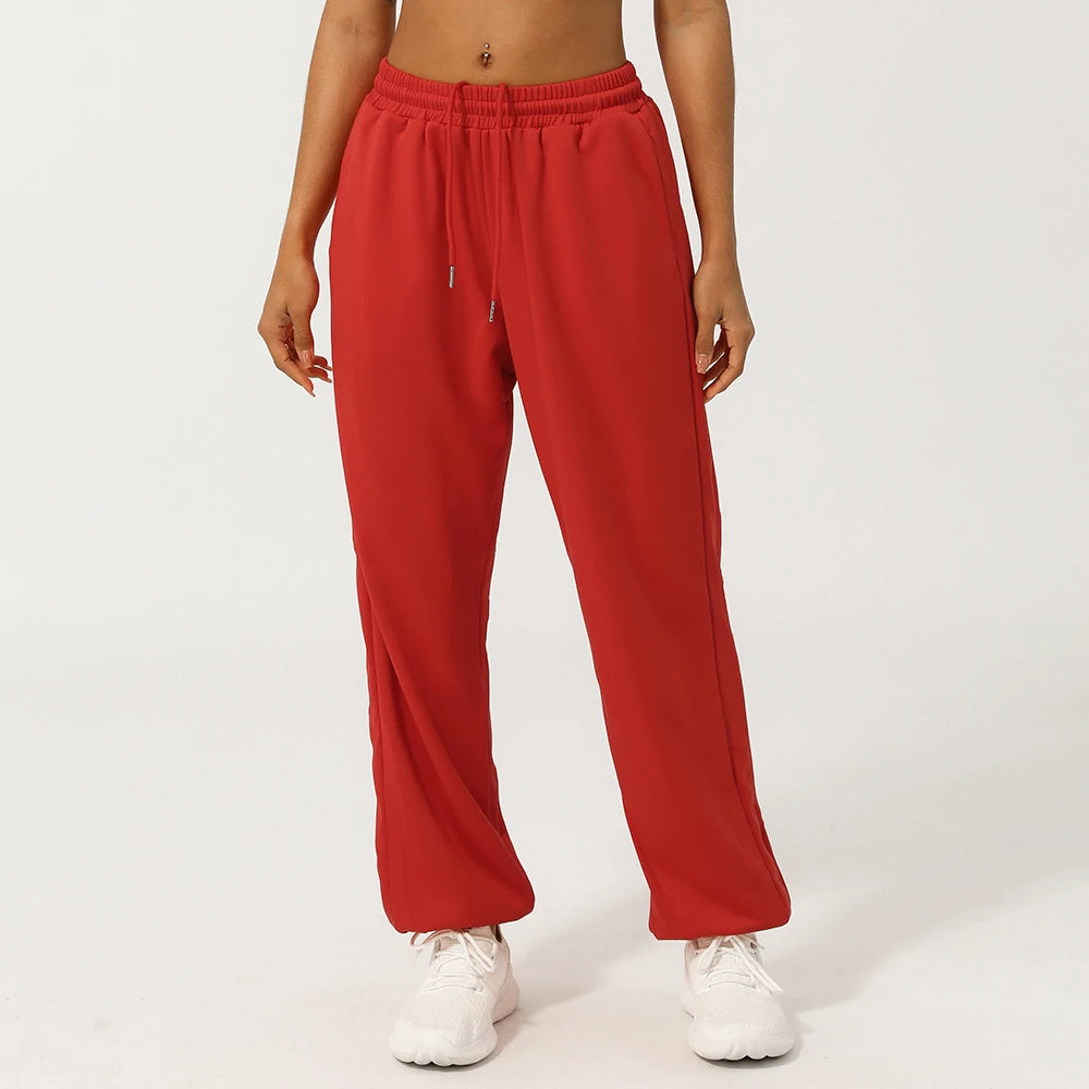 High Waist Sport Pants Drawstring Loose With Pockets Casual Pants Soft fitness Running Jogging Pants Women Gym Sweatpants