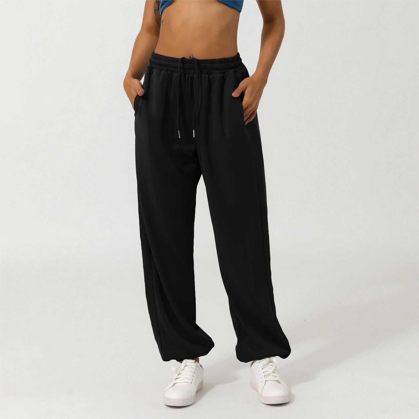 High Waist Sport Pants Drawstring Loose With Pockets Casual Pants Soft fitness Running Jogging Pants Women Gym Sweatpants