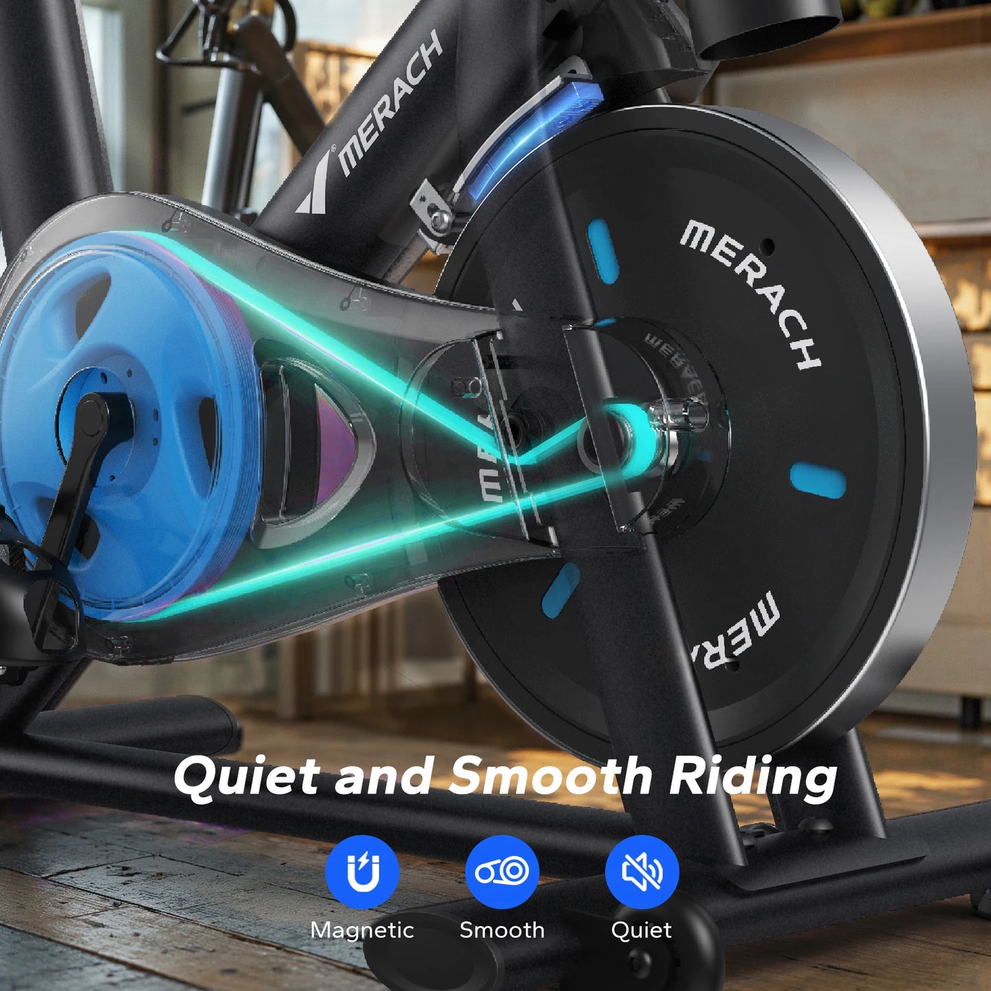 MERACH Exercise Bike Brake Pad/Magnetic Stationary Bike with Exclusive App Low Noise Indoor Cycling Bike with Fitness Courses B2