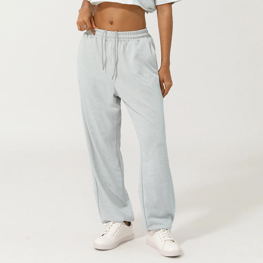 High Waist Sport Pants Drawstring Loose With Pockets Casual Pants Soft fitness Running Jogging Pants Women Gym Sweatpants