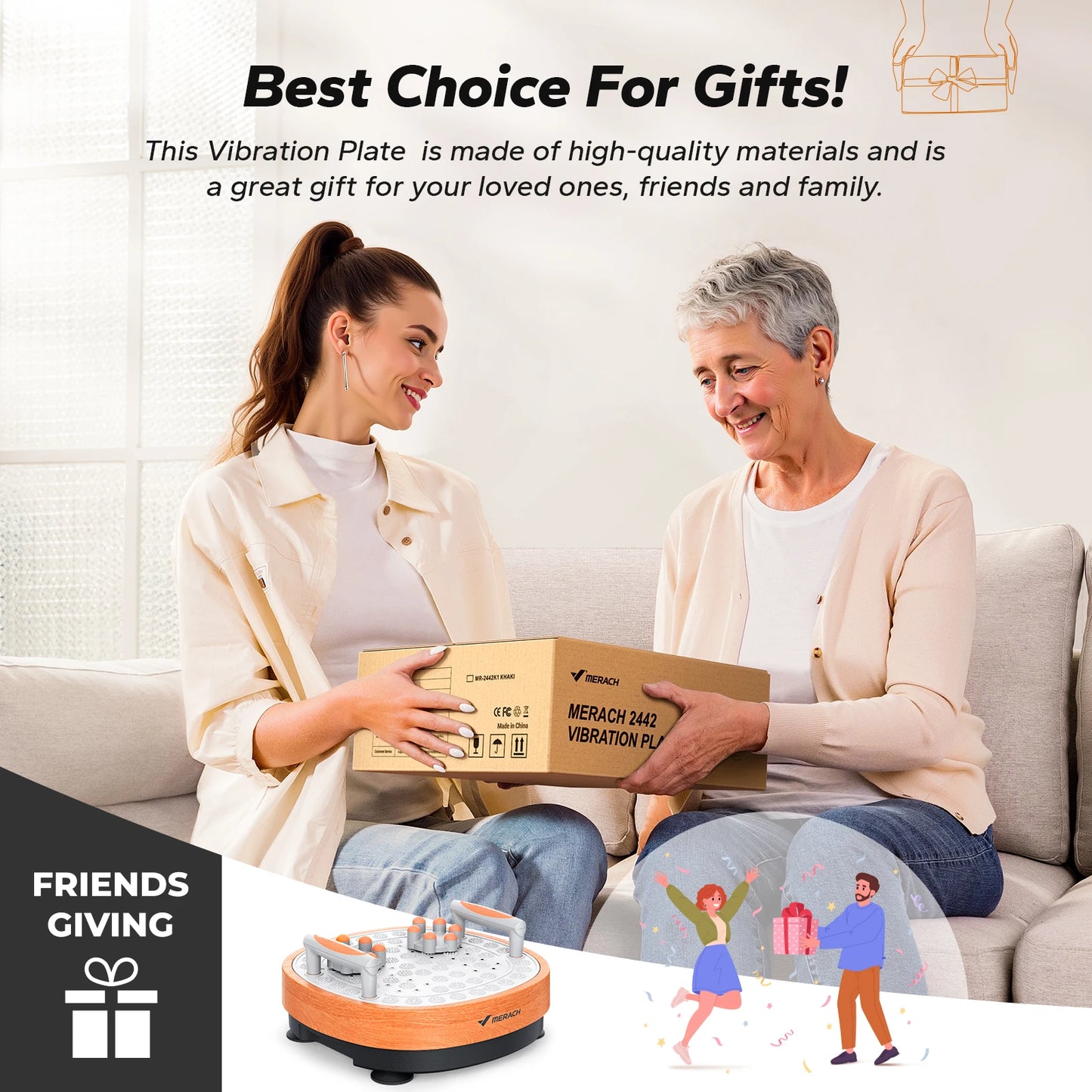 MERACH Vibration Plate Exercise Machine Vibration Plate Lymphatic Drainage Massager Whole Body Vibration Plate Helps Weight Loss