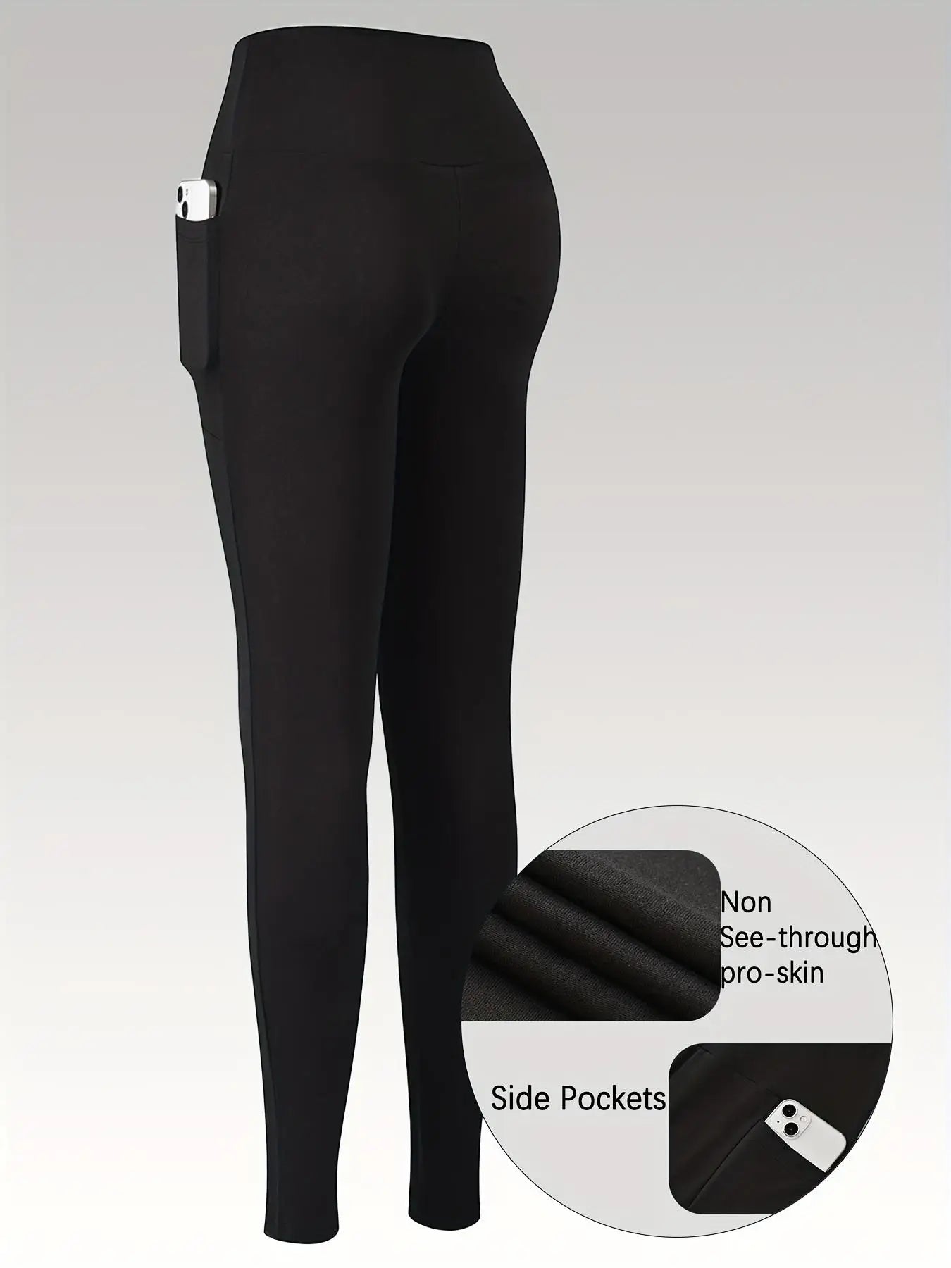 4pcs Plus Size High-Waist Fleece-Lined Yoga Pants with Side Pockets for Yoga Fitness Hiking Outdoor Activities Comfort Versatile
