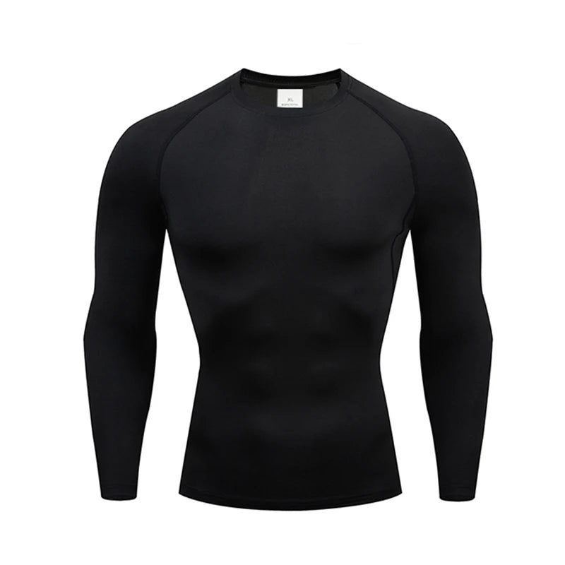 1pcs Men's Long-sleeved Thermal Underwear Male Thin Tight Fitting Fast Dry Elastic Fitness Tops Man Autumn Winter Sports Wear