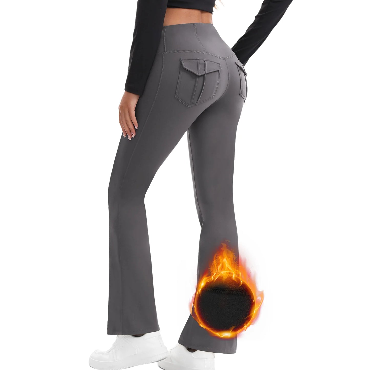 Women's High Waisted Flared Yoga Pants with Pockets Tummy Control Bootcut Leggings for Gym Fitness Casual Wear