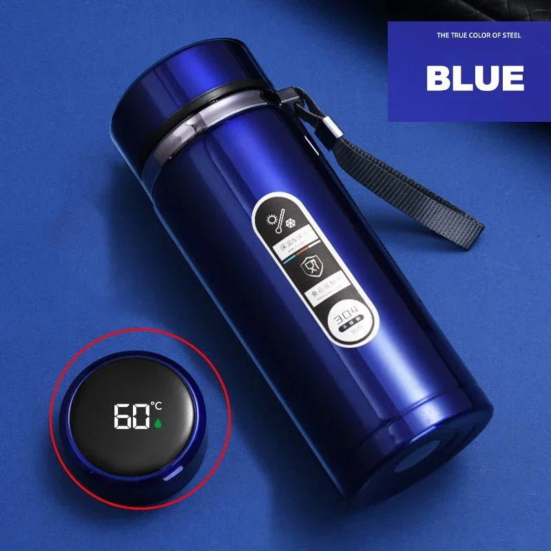 Sus304 Tea Water Bottle Stainless Steel Display Vacuum Flask Portable Cups Thermos Bottle with LED Temperature 500ML-1Liter