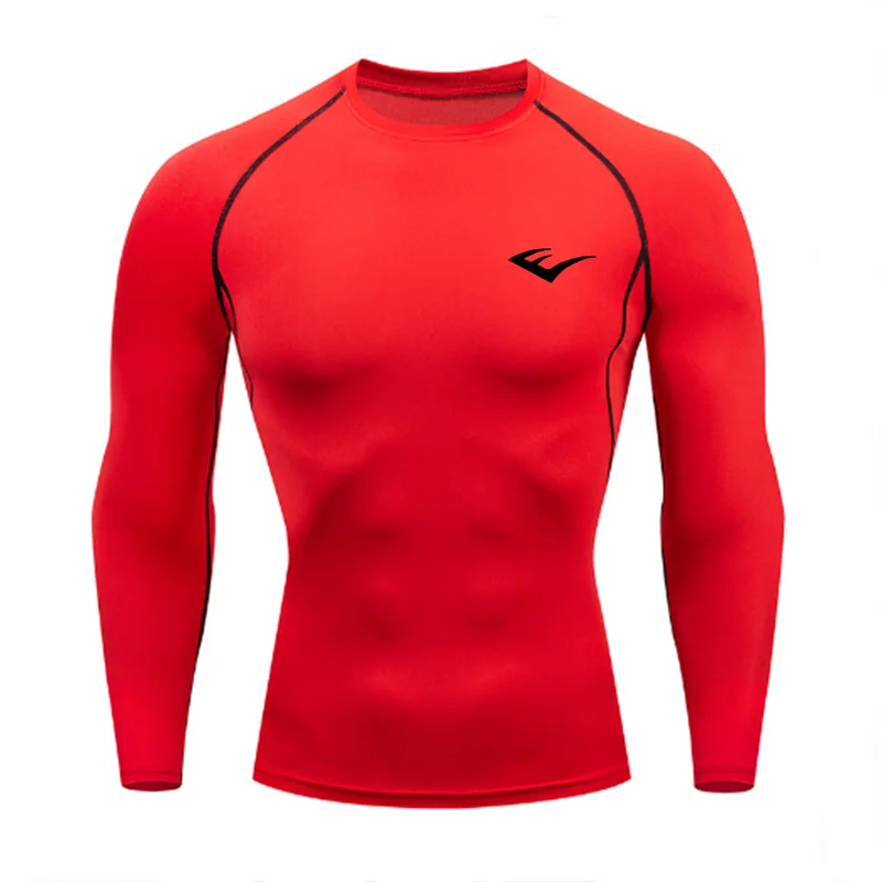 Men Round Neck Quick dry Long-Sleeved Compression Long Sleeved Sports Fitness Tight T-shirt Running Casual Spring and Autumn