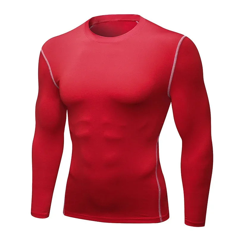 1pcs Men's Long-sleeved Thermal Underwear Male Thin Tight Fitting Fast Dry Elastic Fitness Tops Man Autumn Winter Sports Wear