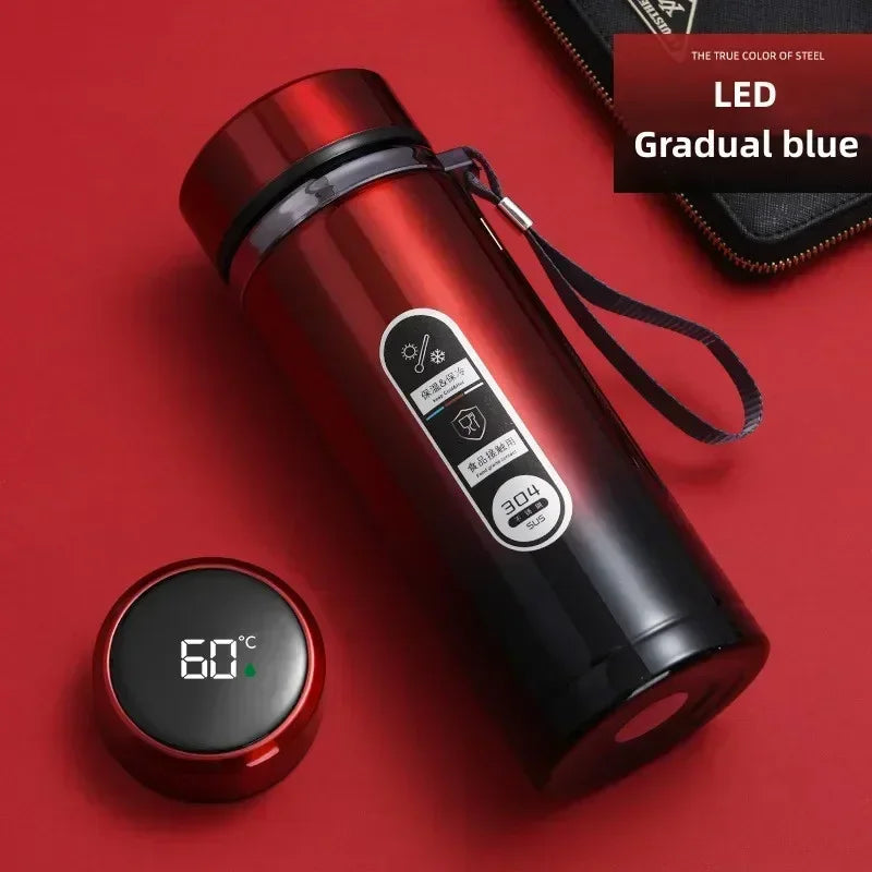 Sus304 Tea Water Bottle Stainless Steel Display Vacuum Flask Portable Cups Thermos Bottle with LED Temperature 500ML-1Liter