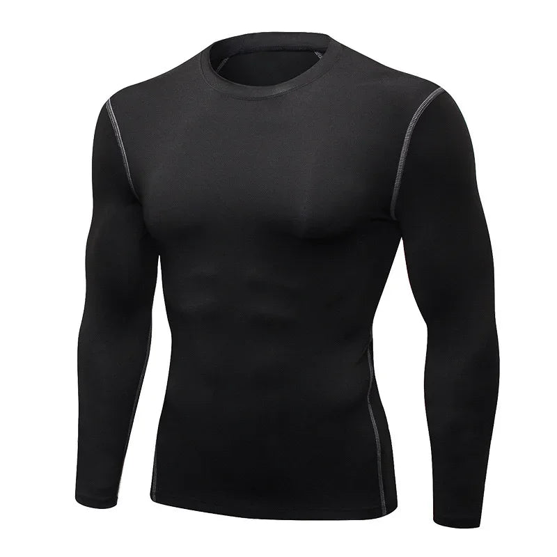 1pcs Men's Long-sleeved Thermal Underwear Male Thin Tight Fitting Fast Dry Elastic Fitness Tops Man Autumn Winter Sports Wear