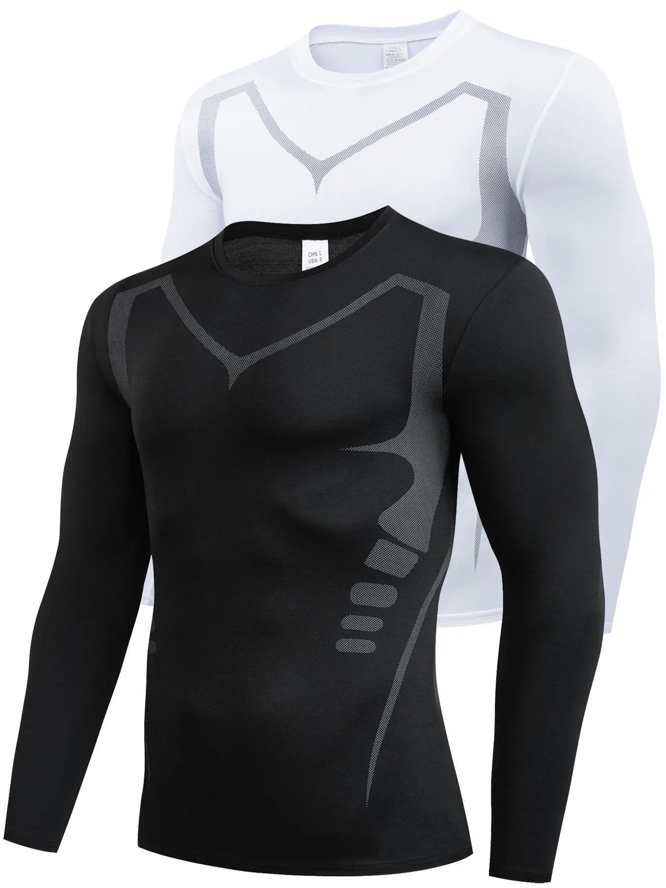 Breathable Compression Long Sleeve Sports Shirt for Men - Quick Drying Crew Neck Athletic Wear for Basketball,  Running，Fitness