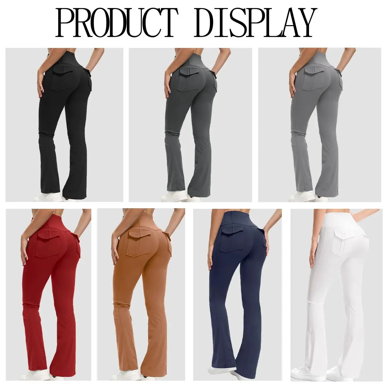 Women's High Waisted Flared Yoga Pants with Pockets Tummy Control Bootcut Leggings for Gym Fitness Casual Wear