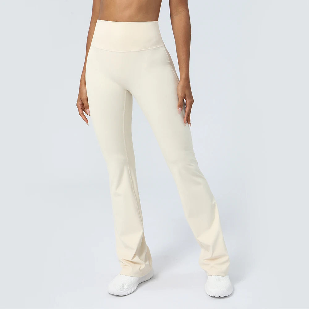 Women Yoga Flare Leggings High Waist Dance Pilates Fitness Gym Buttock Lifting Workout Wide-Leg Pants Outdoor Train Sport Tights