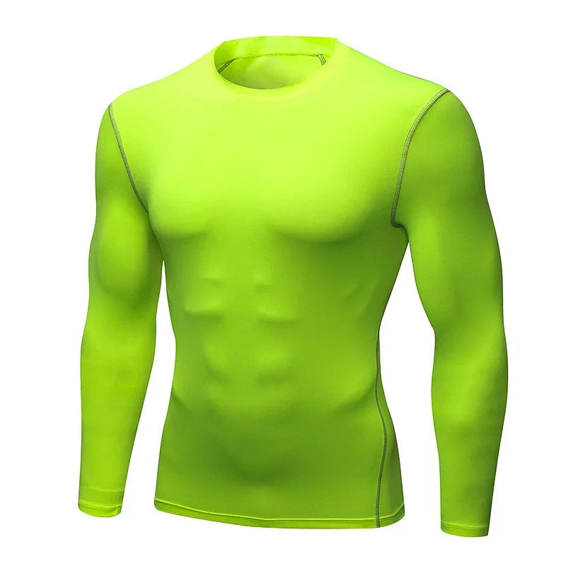 1pcs Men's Long-sleeved Thermal Underwear Male Thin Tight Fitting Fast Dry Elastic Fitness Tops Man Autumn Winter Sports Wear