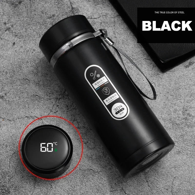 Sus304 Tea Water Bottle Stainless Steel Display Vacuum Flask Portable Cups Thermos Bottle with LED Temperature 500ML-1Liter