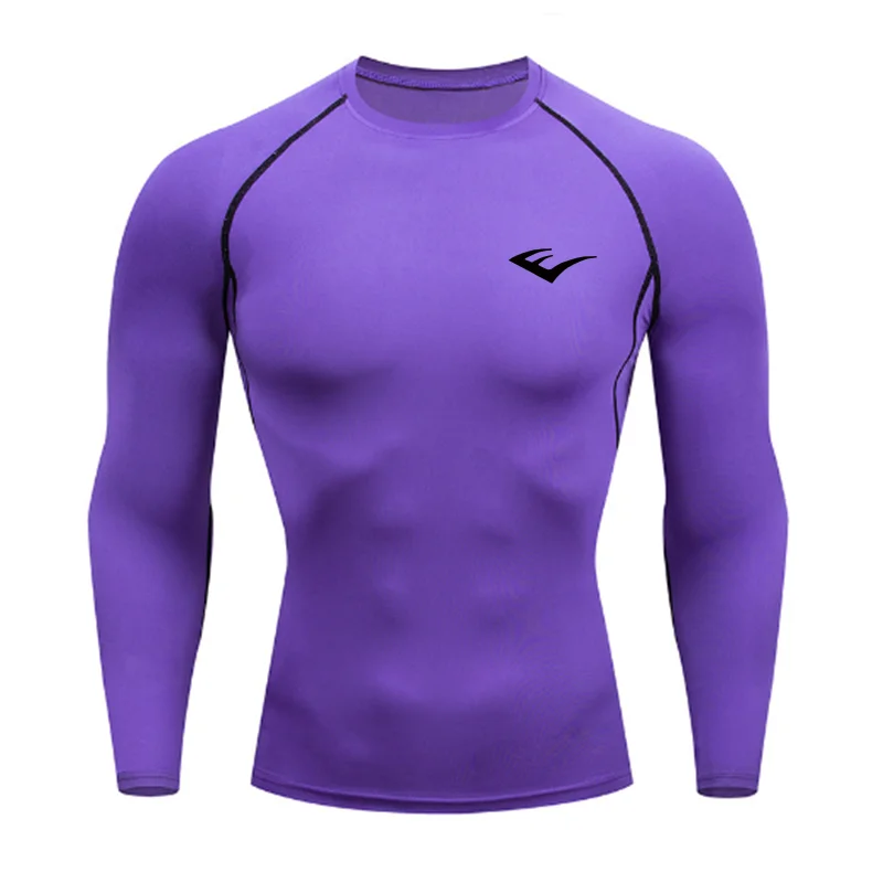 Men Round Neck Quick dry Long-Sleeved Compression Long Sleeved Sports Fitness Tight T-shirt Running Casual Spring and Autumn
