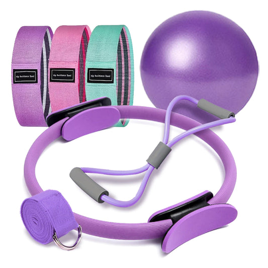 NEW Pilates Ball And Ring Set Pilates Fitness Ring Resistance Band Exercise Workout Fitness Equipment