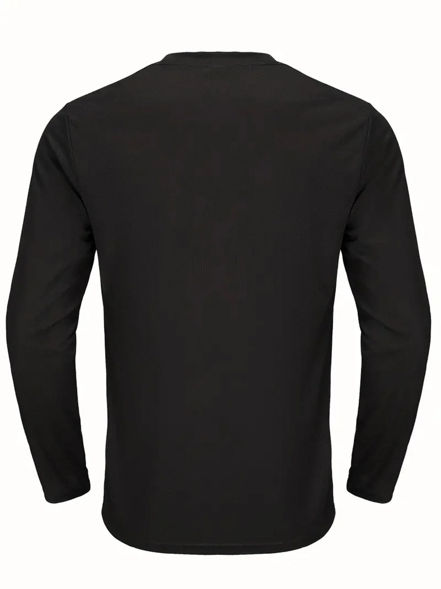 Sports Long-Sleeved Black 5-Piece Men's Round Neck Shirt Quick-Drying Top Fitness Sportswear Casual Outdoor Sportswear Body-Shap