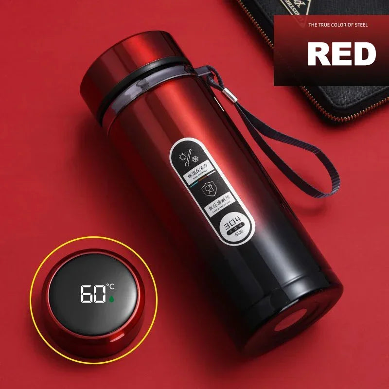 Sus304 Tea Water Bottle Stainless Steel Display Vacuum Flask Portable Cups Thermos Bottle with LED Temperature 500ML-1Liter