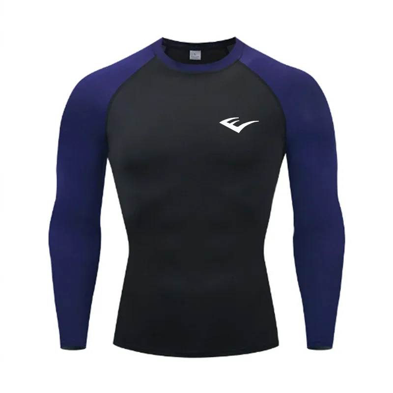 Men Round Neck Quick dry Long-Sleeved Compression Long Sleeved Sports Fitness Tight T-shirt Running Casual Spring and Autumn