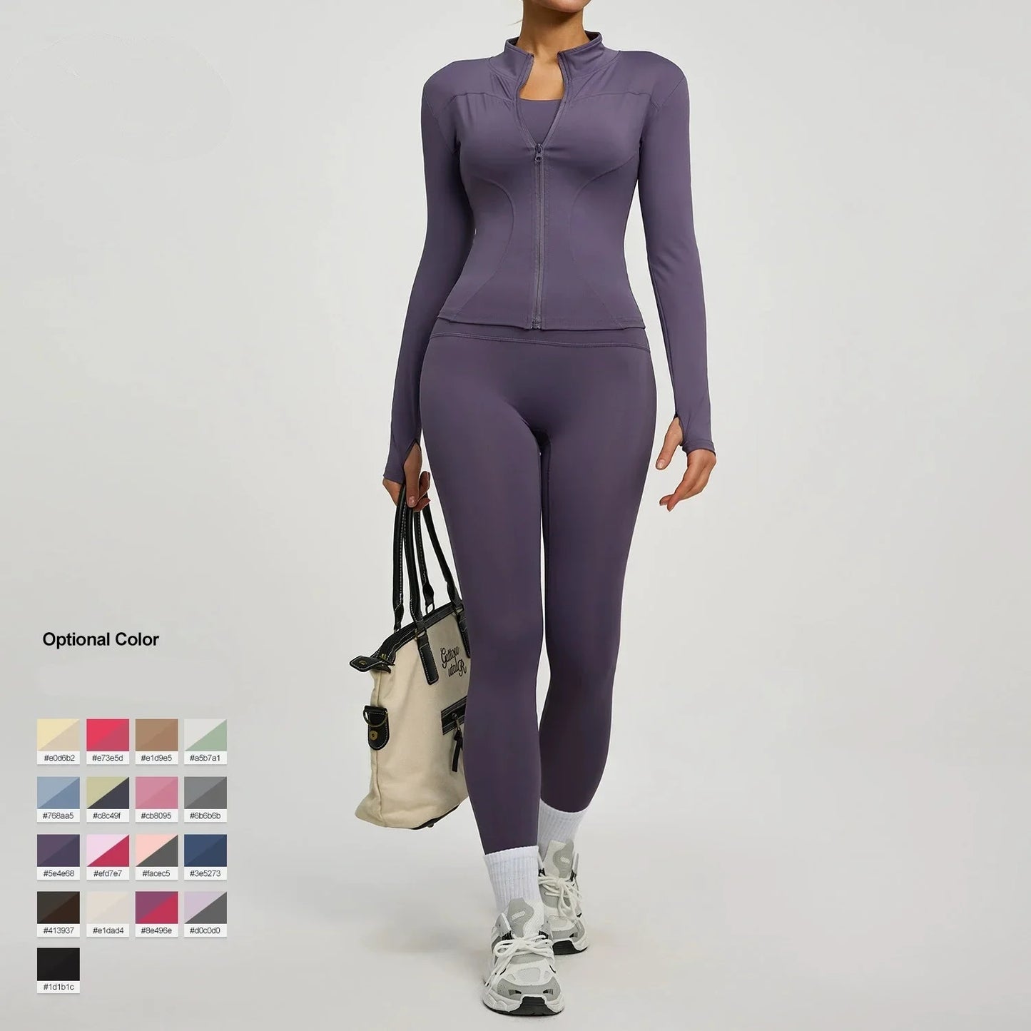 2Pcs Jacket Yoga Sets Women Long Sleeve Zipper Slim Sports Shirts Hip Lifting Leggings Fitness Running Workout Suits Tracksuit