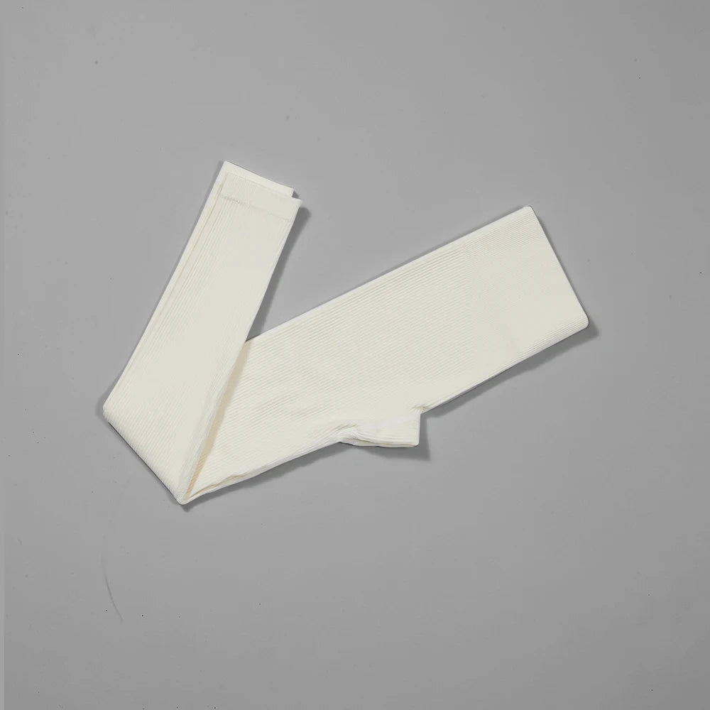 Women Ribbed Yoga Pants High Waisted Gym Leggings Sport ， Fitness Seamless Female Legging Control Running Training Tights