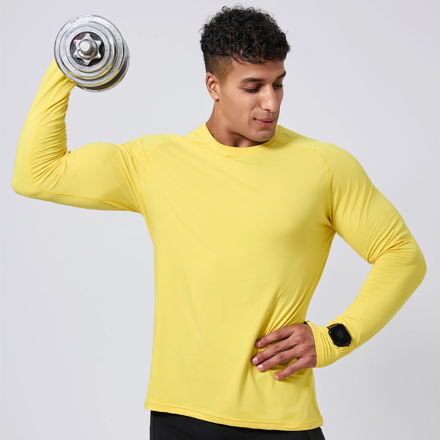 Mens Autumn Keep Warmer Running Long Sleeve Shirts Workout Tops T-Shirt Training Suit with Thumb Hole Anti-Static Cuff Elastic