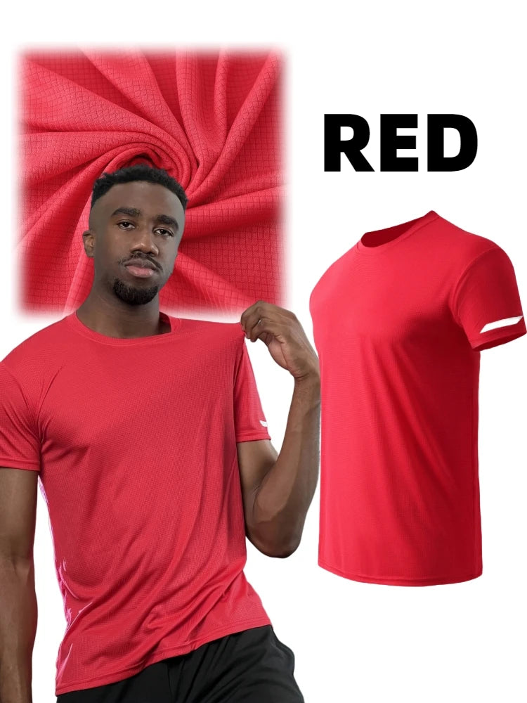 5Pcs Boyfriend Style Men's Print Color Ultralight QuickDry Sport T-Shirt, Breathable Lightweight Top For Fitness Training Workou