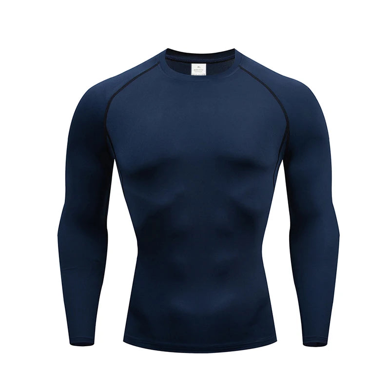 1pcs Men's Long-sleeved Thermal Underwear Male Thin Tight Fitting Fast Dry Elastic Fitness Tops Man Autumn Winter Sports Wear