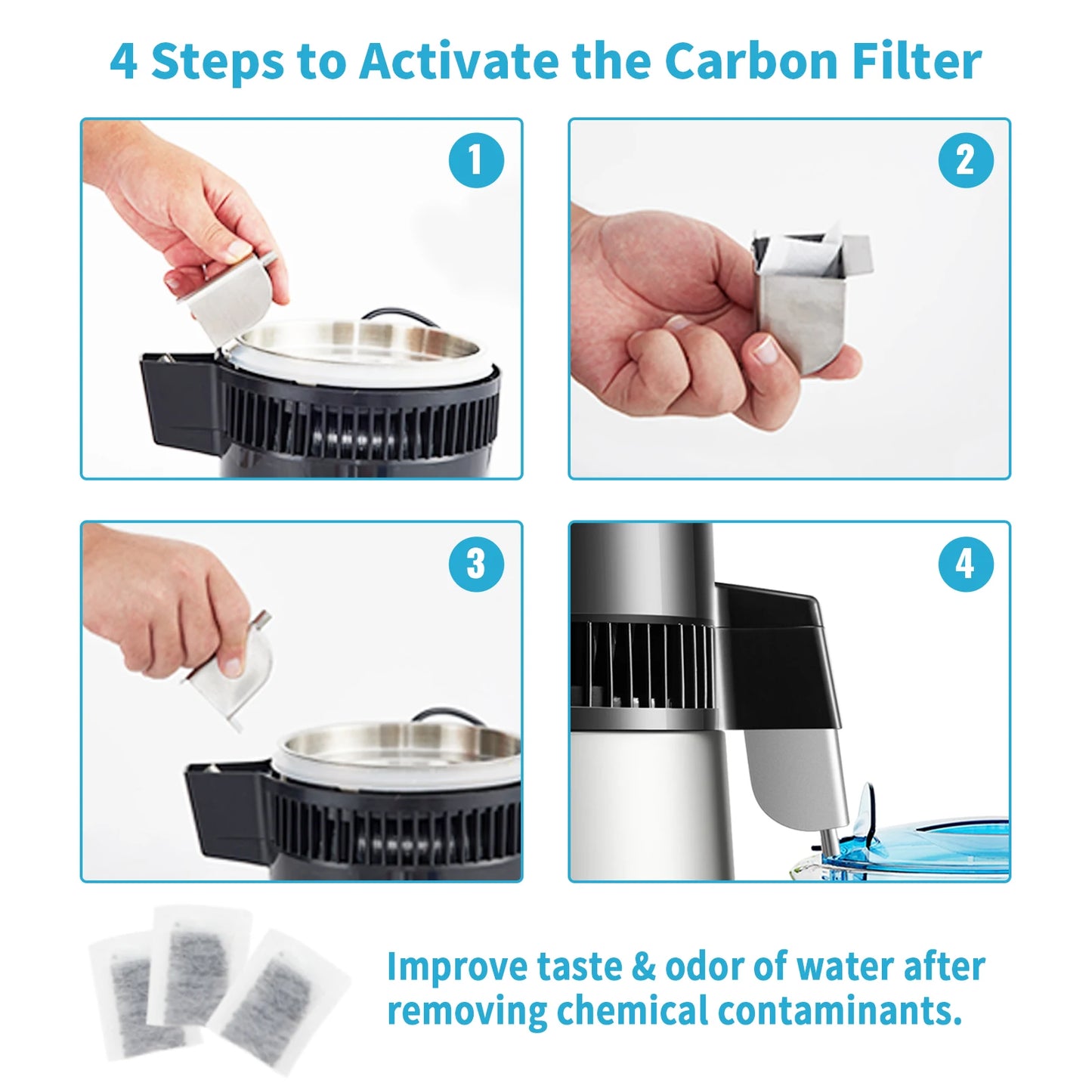 SucceBuy 4L Water Distiller Purifier Filter 1L/H Distilling Speed Dispenser Drinking Bottle Softener Touch Screen Home Appliance