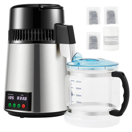 SucceBuy 4L Water Distiller Purifier Filter 1L/H Distilling Speed Dispenser Drinking Bottle Softener Touch Screen Home Appliance