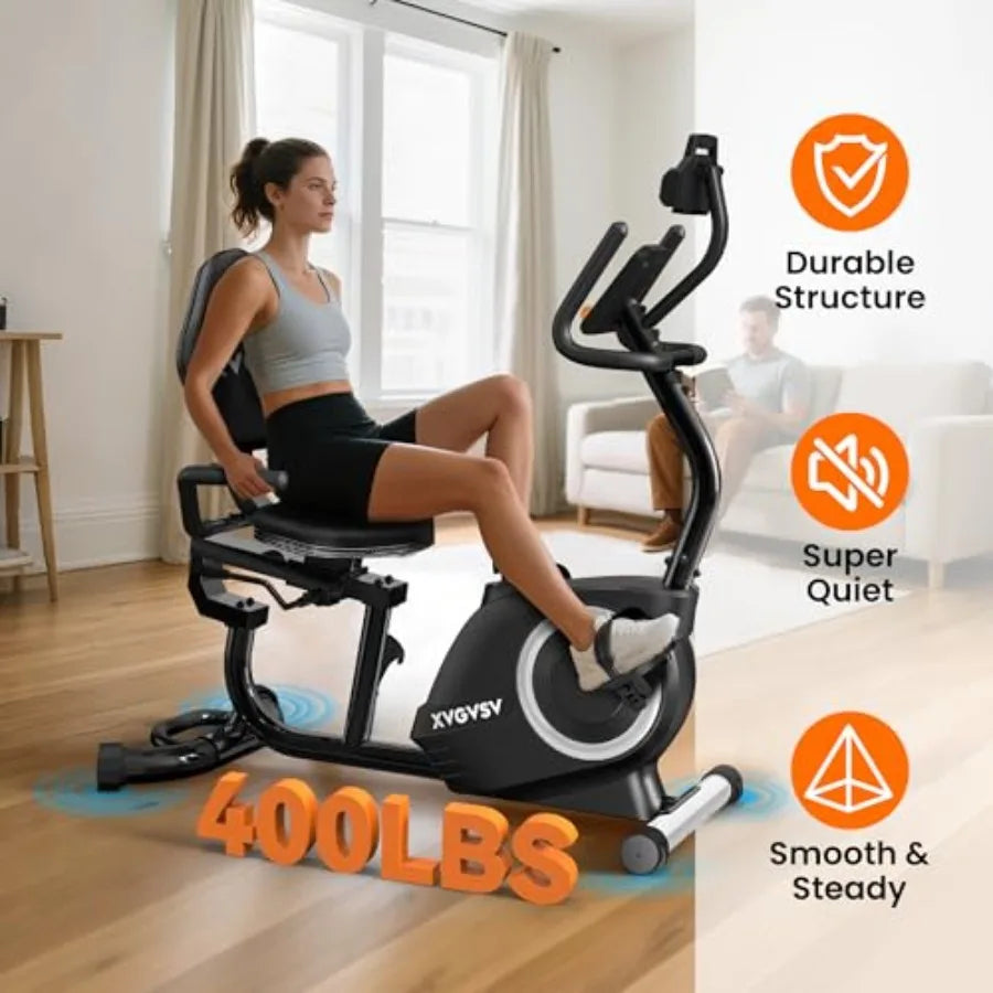 Recumbent Exercise Bike for Home Use Quiet Recumbent Stationary Bikes for Adults Seniors 16-Level Resistance Adjustable Seat Su