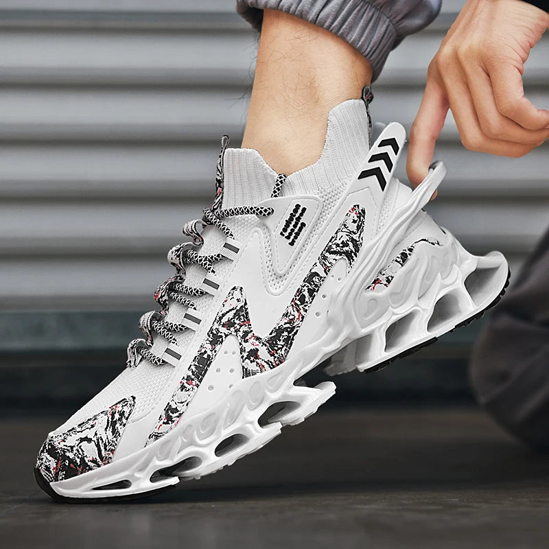 Men's Running Shoes Blade Non Slip Fashion Sneakers Breathable Mesh Soft Sole Casual Athletic Walking Shoes