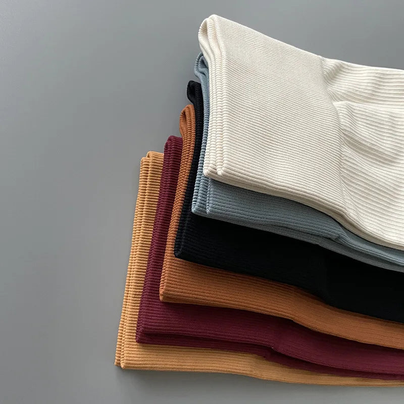 Women Ribbed Yoga Pants High Waisted Gym Leggings Sport ， Fitness Seamless Female Legging Control Running Training Tights