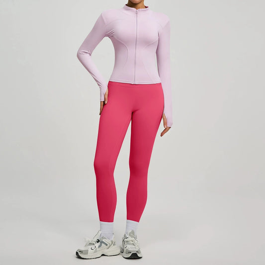 2Pcs Jacket Yoga Sets Women Long Sleeve Zipper Slim Sports Shirts Hip Lifting Leggings Fitness Running Workout Suits Tracksuit