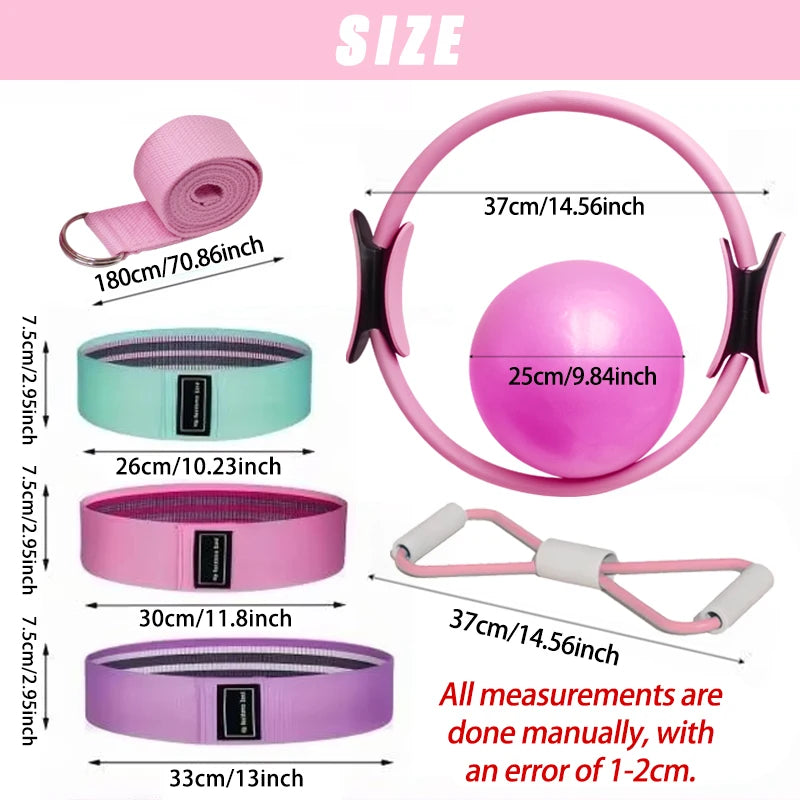 NEW Pilates Ball And Ring Set Pilates Fitness Ring Resistance Band Exercise Workout Fitness Equipment