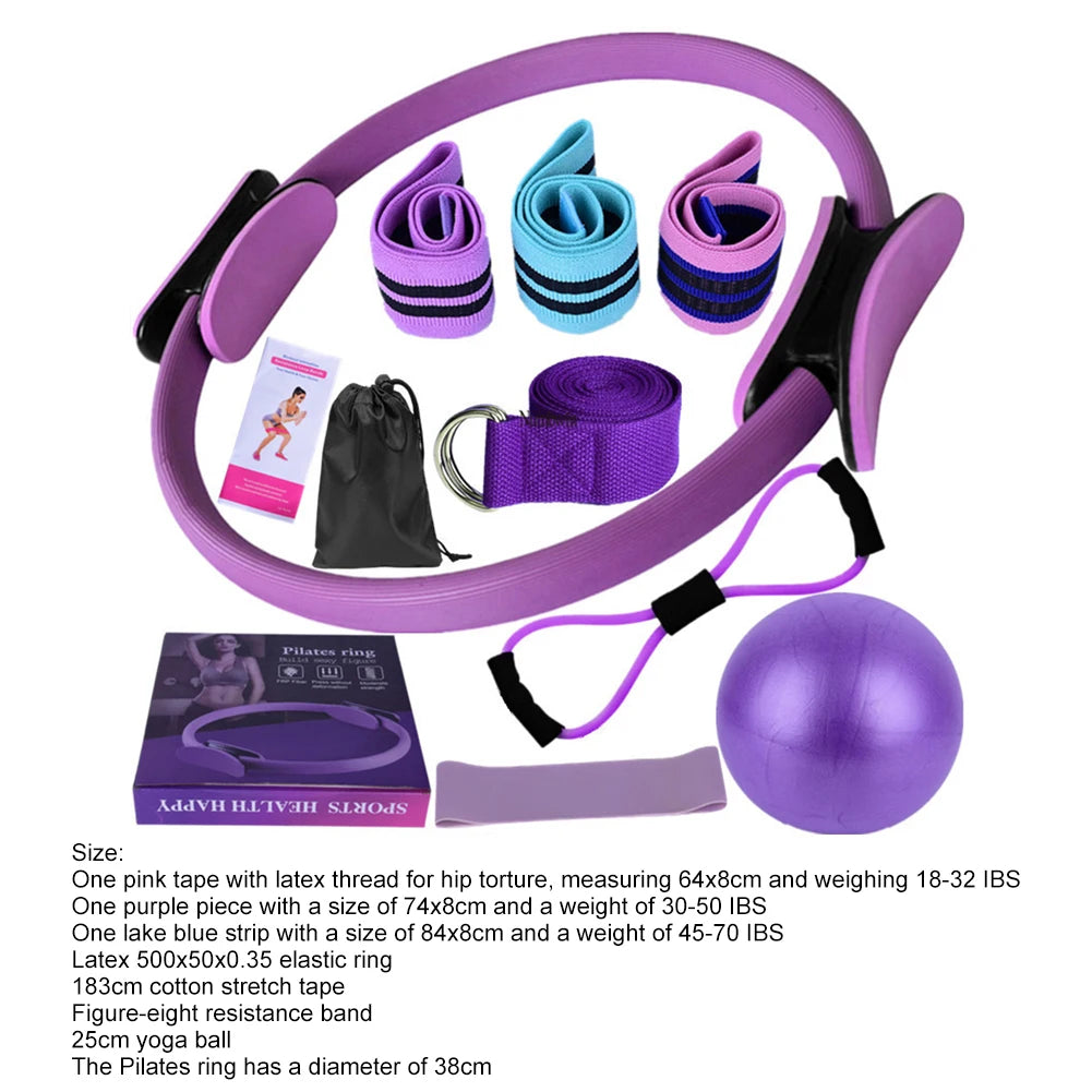 11Pcs Yoga Set Home Workout Equipment Yoga Ball/Figure 8 Resistance Band/Yoga Band Home Pilates Kit Ergonomic for Gym Men Women