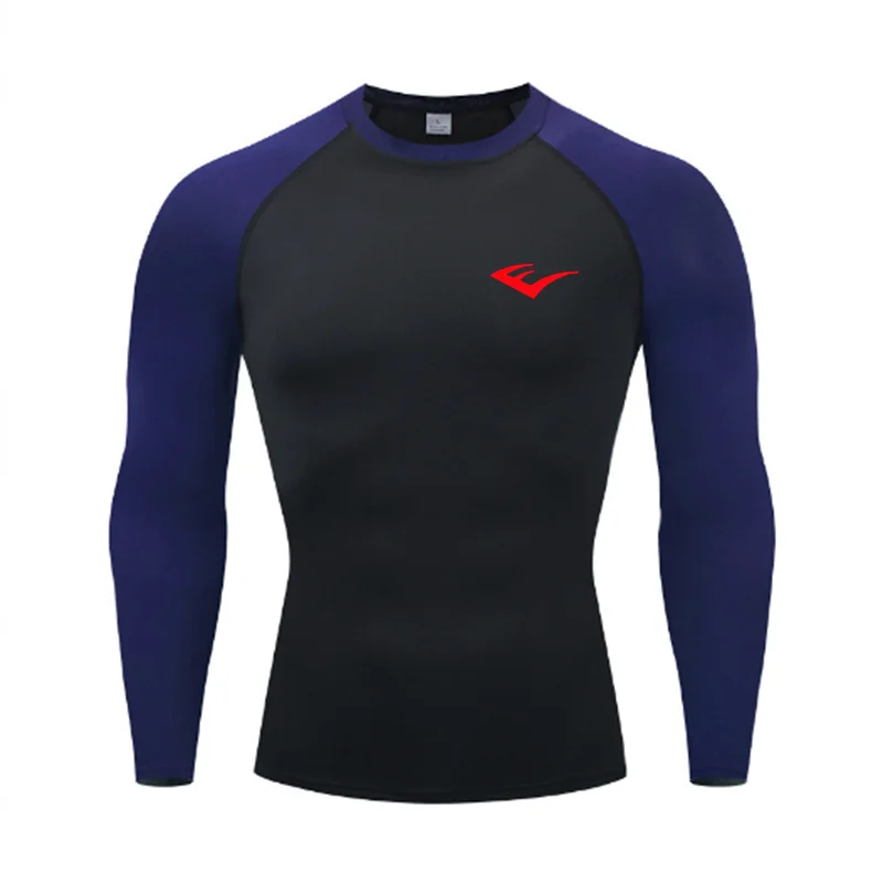 Men Round Neck Quick dry Long-Sleeved Compression Long Sleeved Sports Fitness Tight T-shirt Running Casual Spring and Autumn