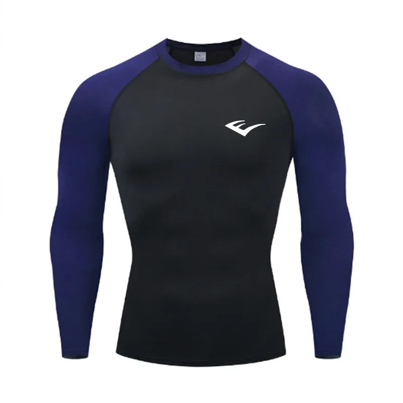 Men Round Neck Quick dry Long-Sleeved Compression Long Sleeved Sports Fitness Tight T-shirt Running Casual Spring and Autumn