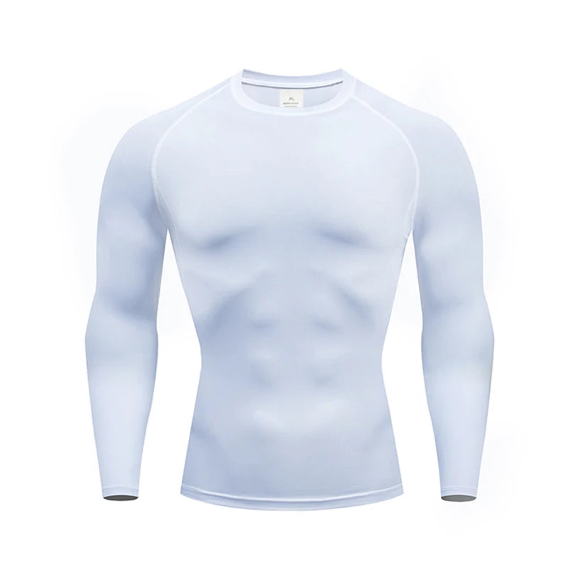 1pcs Men's Long-sleeved Thermal Underwear Male Thin Tight Fitting Fast Dry Elastic Fitness Tops Man Autumn Winter Sports Wear