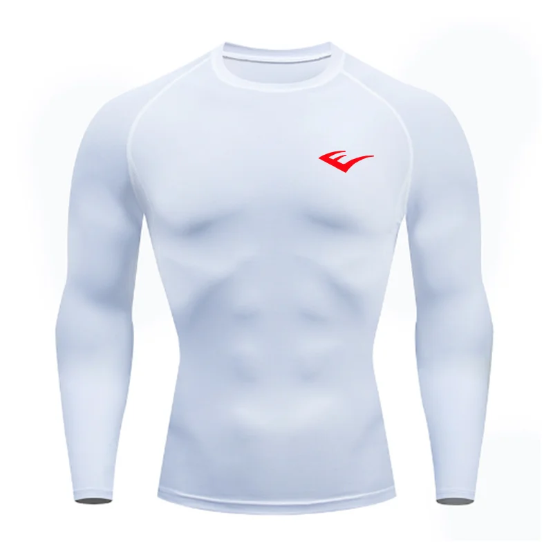 Men Round Neck Quick dry Long-Sleeved Compression Long Sleeved Sports Fitness Tight T-shirt Running Casual Spring and Autumn