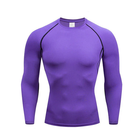 1pcs Men's Long-sleeved Thermal Underwear Male Thin Tight Fitting Fast Dry Elastic Fitness Tops Man Autumn Winter Sports Wear