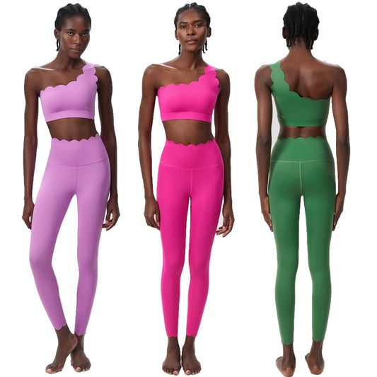 Women Two Pieces Fitness Yoga Set Buttery Soft Running Gym Suit Breathable Quick Dry Sportswear Female Stretchy Workout Clothes