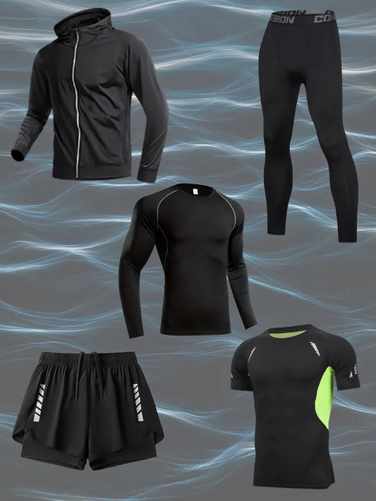 Autumn and winter sports fitness suit men, fast dry basketball running training long sleeve tight suit