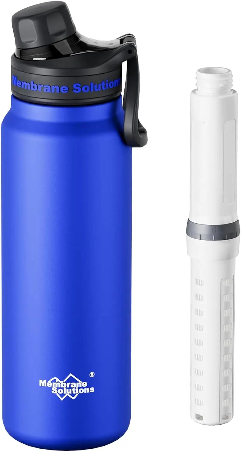 C3 32oz Stainless Steel Water Bottle with Replaceable Filter, Portable for Travel, Hiking & Camping (Black)