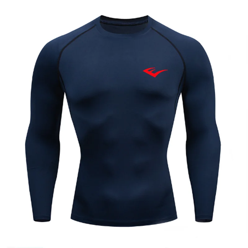 Men Round Neck Quick dry Long-Sleeved Compression Long Sleeved Sports Fitness Tight T-shirt Running Casual Spring and Autumn